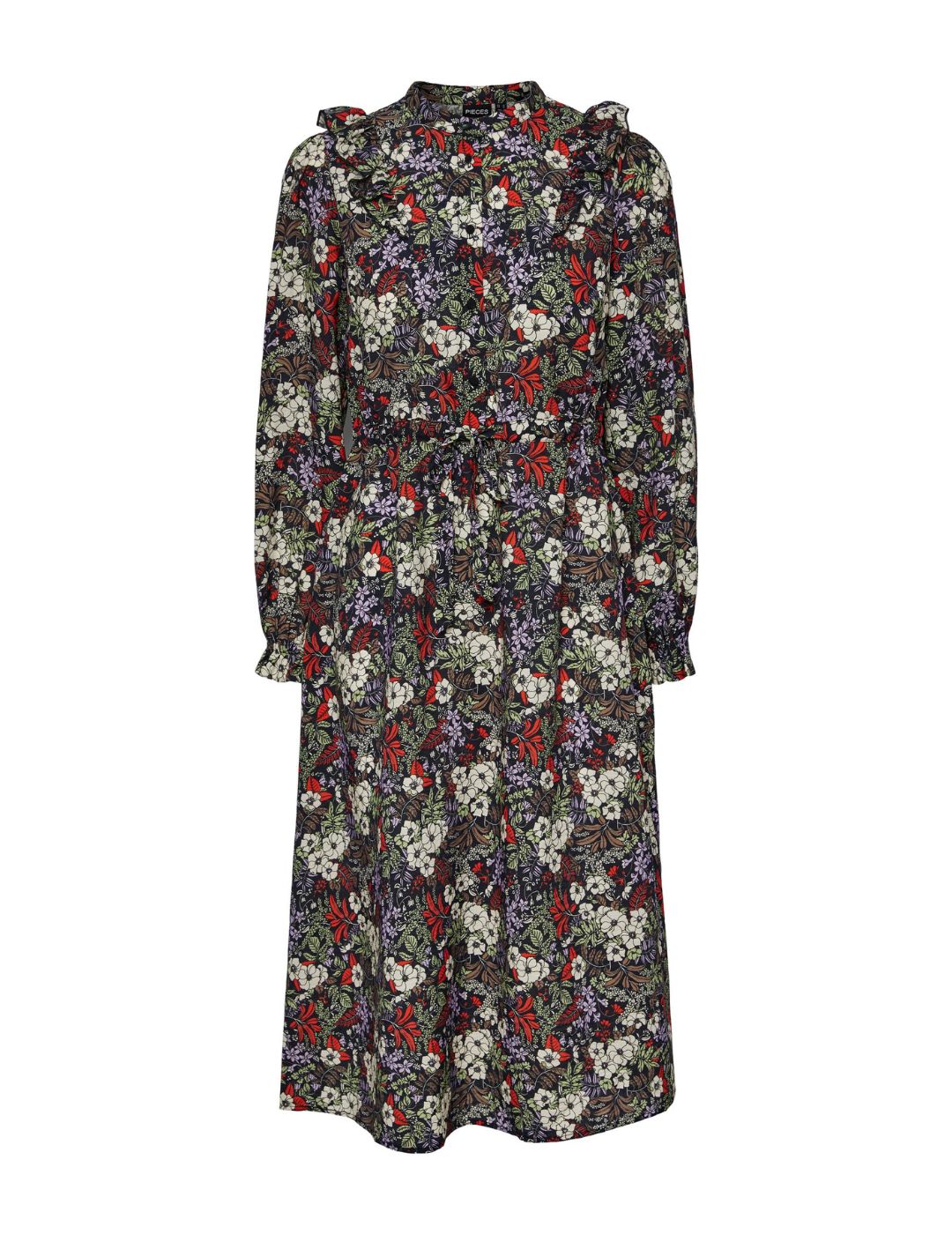Vestido maxi con estampado floral Pieces Neela Multicolor - Bicos de Fío