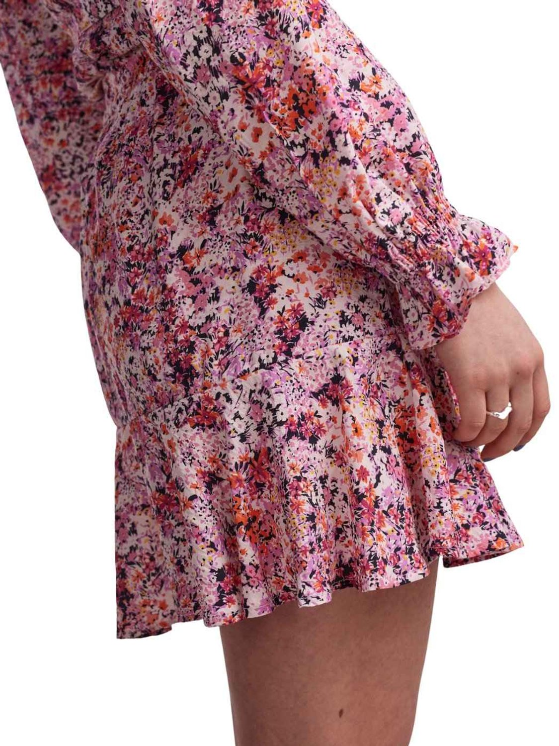 Minifalda violeta estampada Pieces | Bicos de Fío