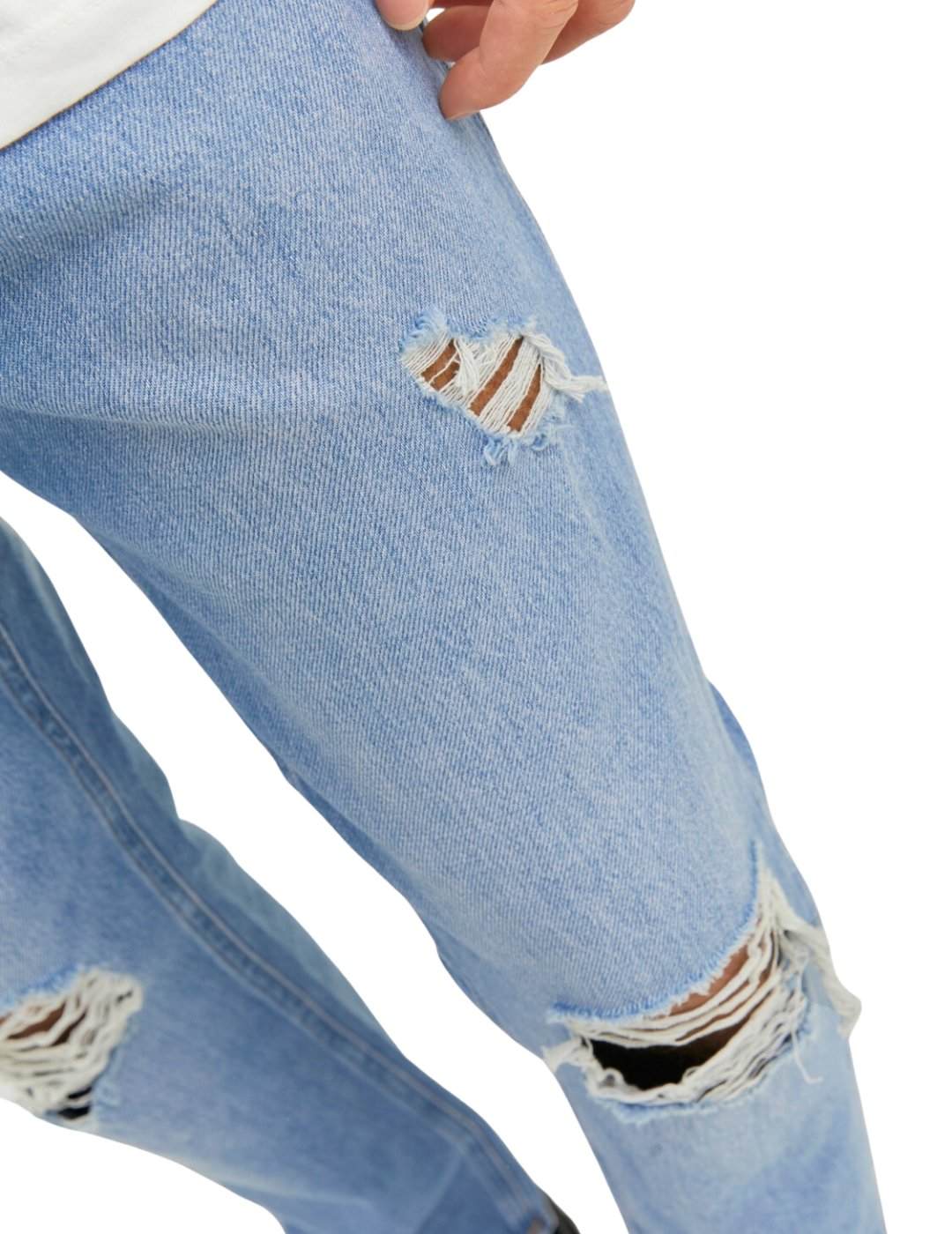 Vaqueros Cropped Jack and Jones Azul | Bicos de Fío