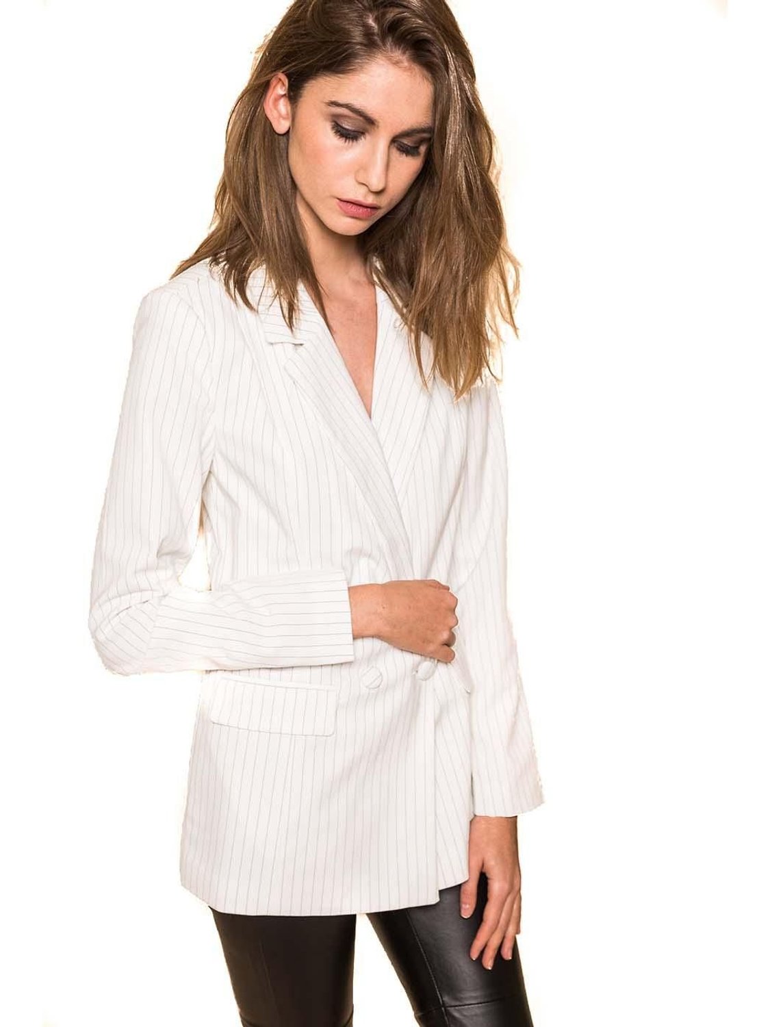 Blazer ICHI Edima Rayas Blanco - Bicos de Fío