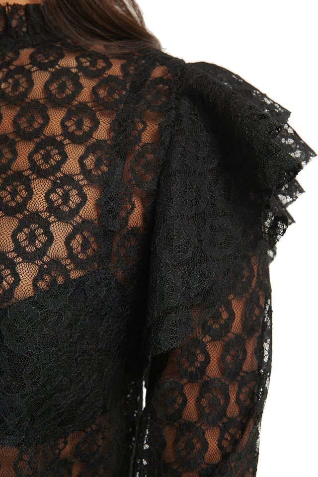 Blusa con volantes NA-KD Negro - Bicos de Fío
