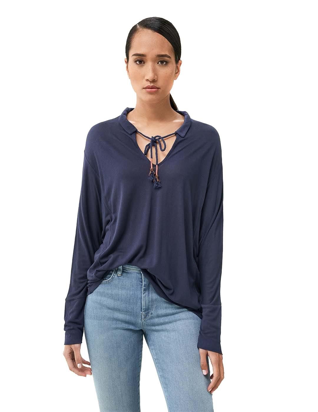 Blusa Salsa Jeans Cordón Azul Marino - Bicos de Fío
