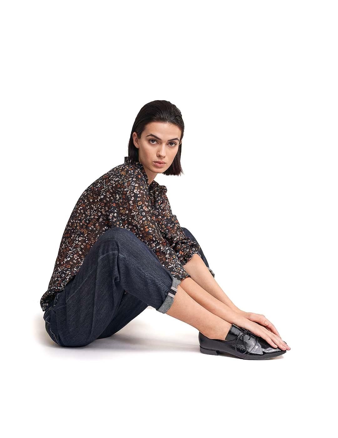 Blusa Salsa Jeans estampado floral Negro - Bicos de Fío