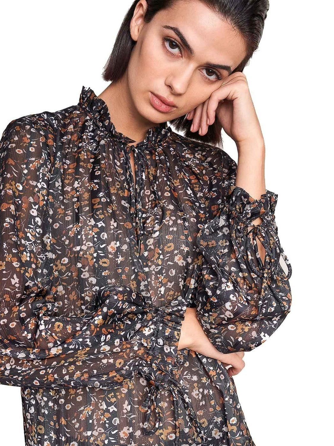 Blusa Salsa Jeans estampado floral Negro - Bicos de Fío