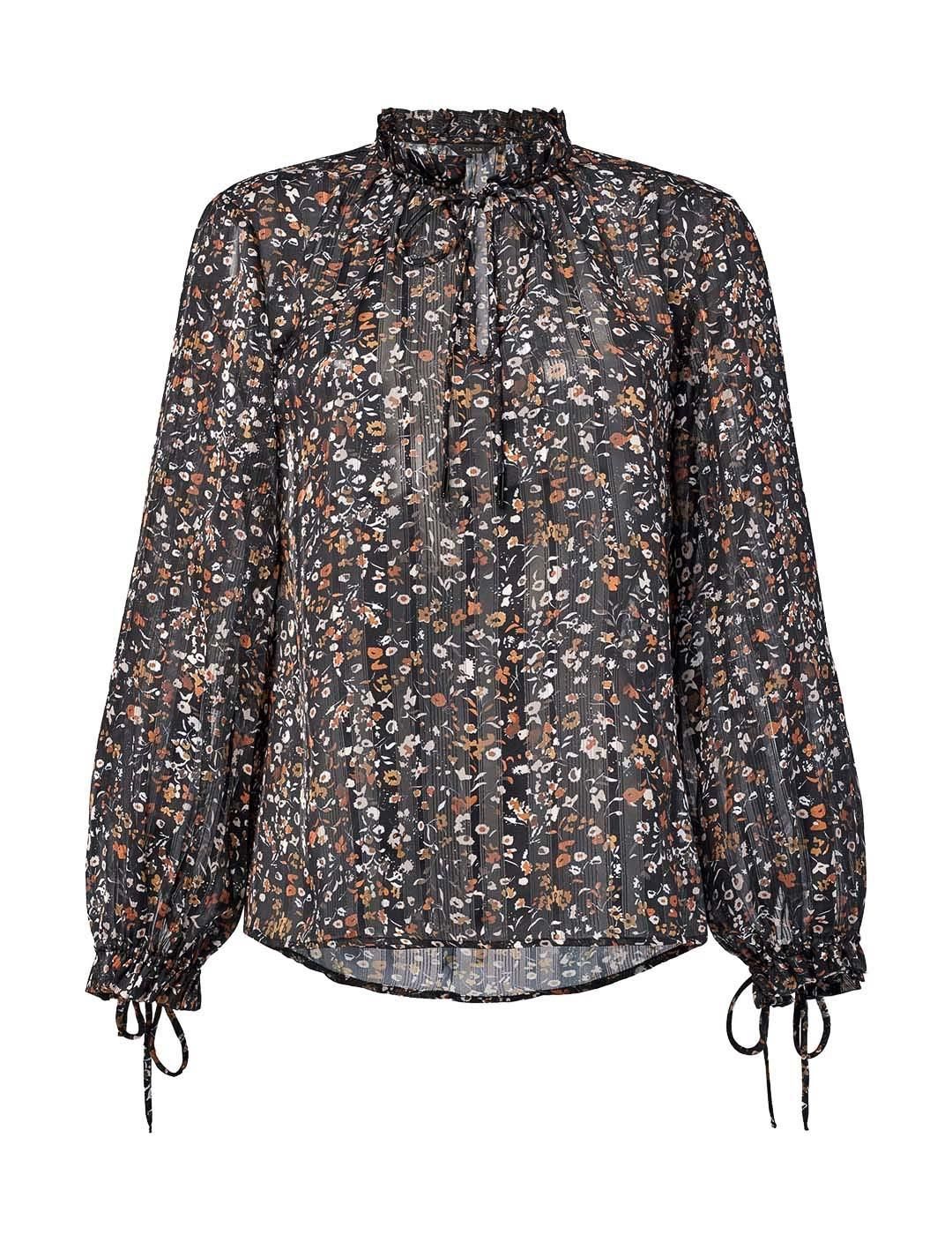 Blusa Salsa Jeans estampado floral Negro - Bicos de Fío