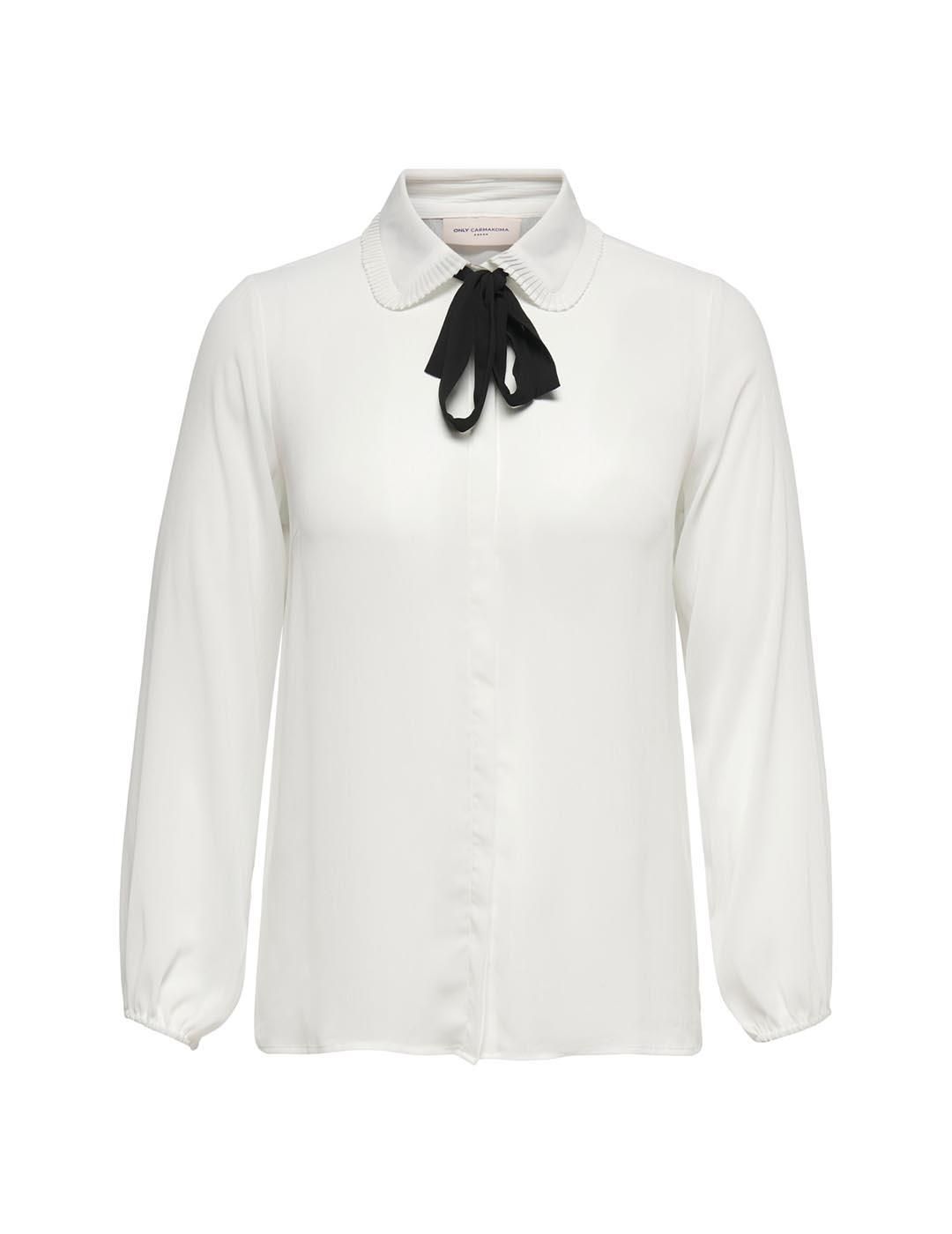 Camisa con lazo Only Carmakoma Blanco - Bicos de Fío