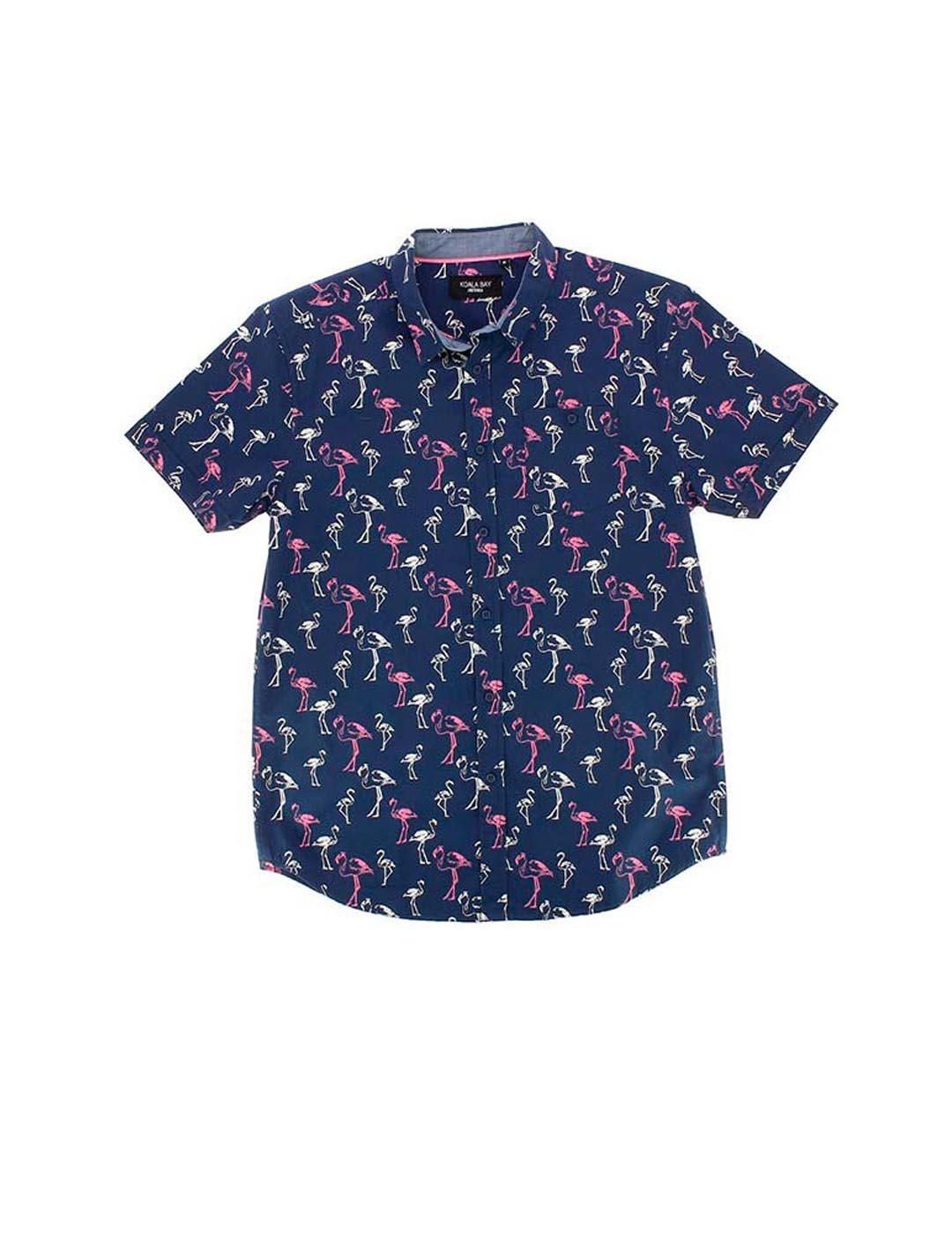 Camisa M/C Koala Bay Flamingo Azul Marino - Bicos de Fío