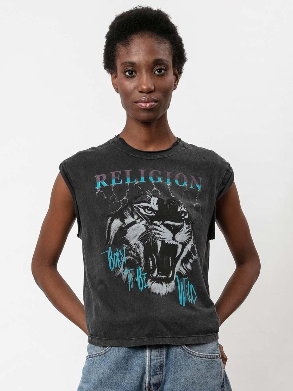 Camiseta Religion 'Born to be wild' Negro - Bicos de Fío
