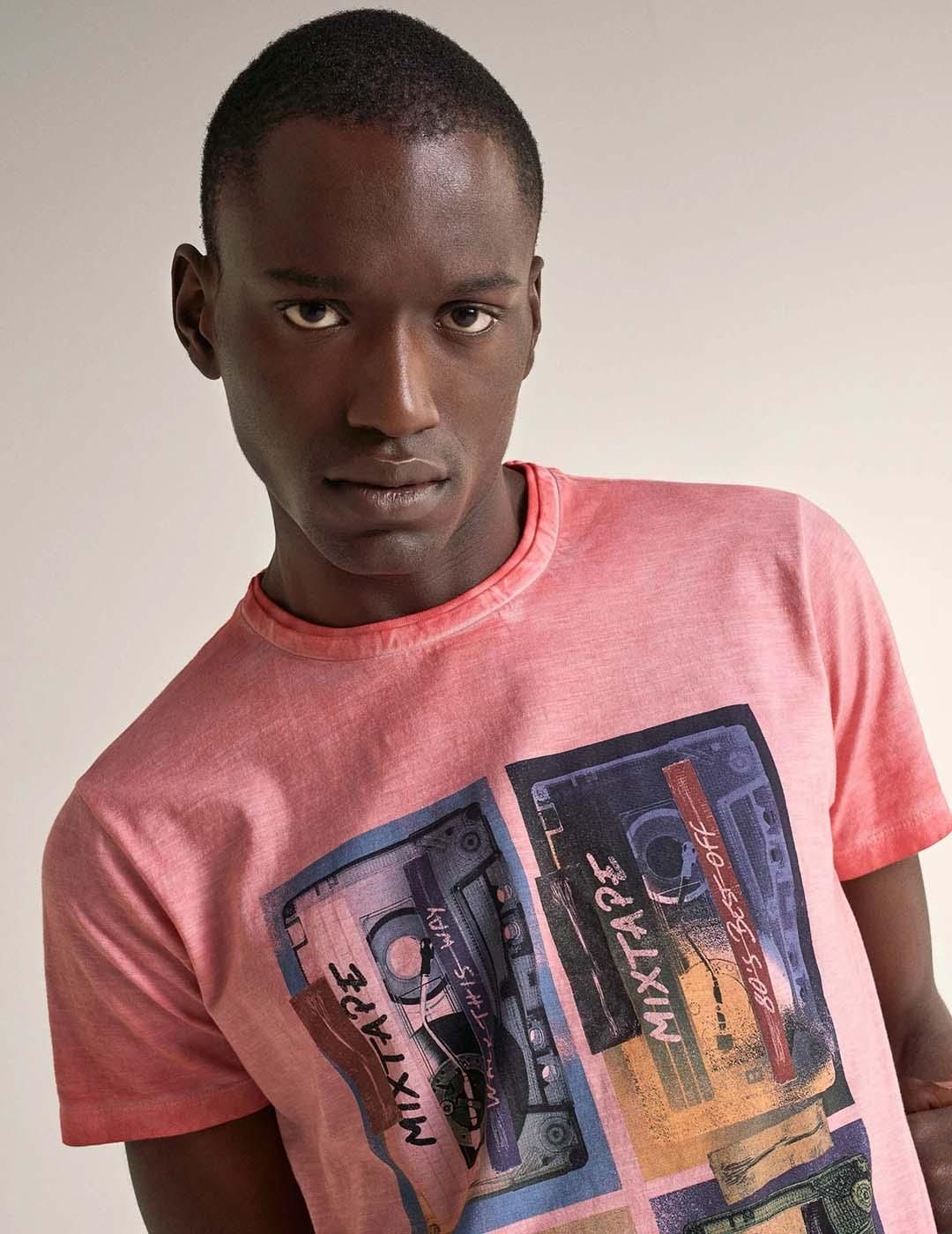 Camiseta Salsa Jeans Print Rosa - Bicos de Fío