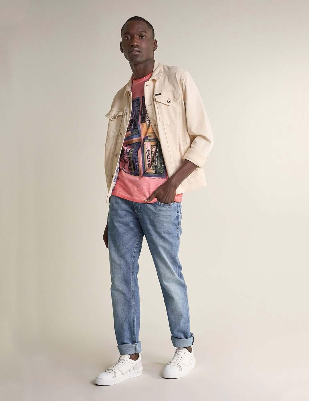 Camiseta Salsa Jeans Print Rosa - Bicos de Fío