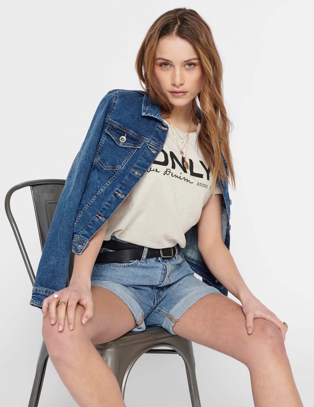 Cazadora vaquera Only Onltia Azul Oscuro - Bicos de Fío