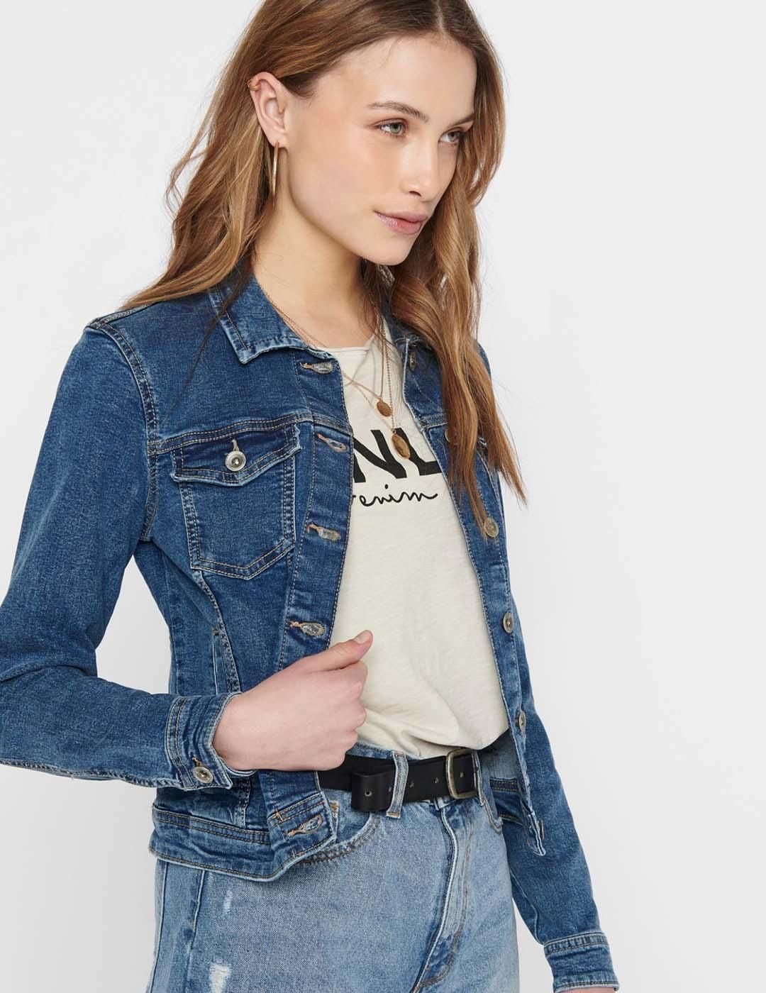 Cazadora vaquera Only Onltia Azul Oscuro - Bicos de Fío