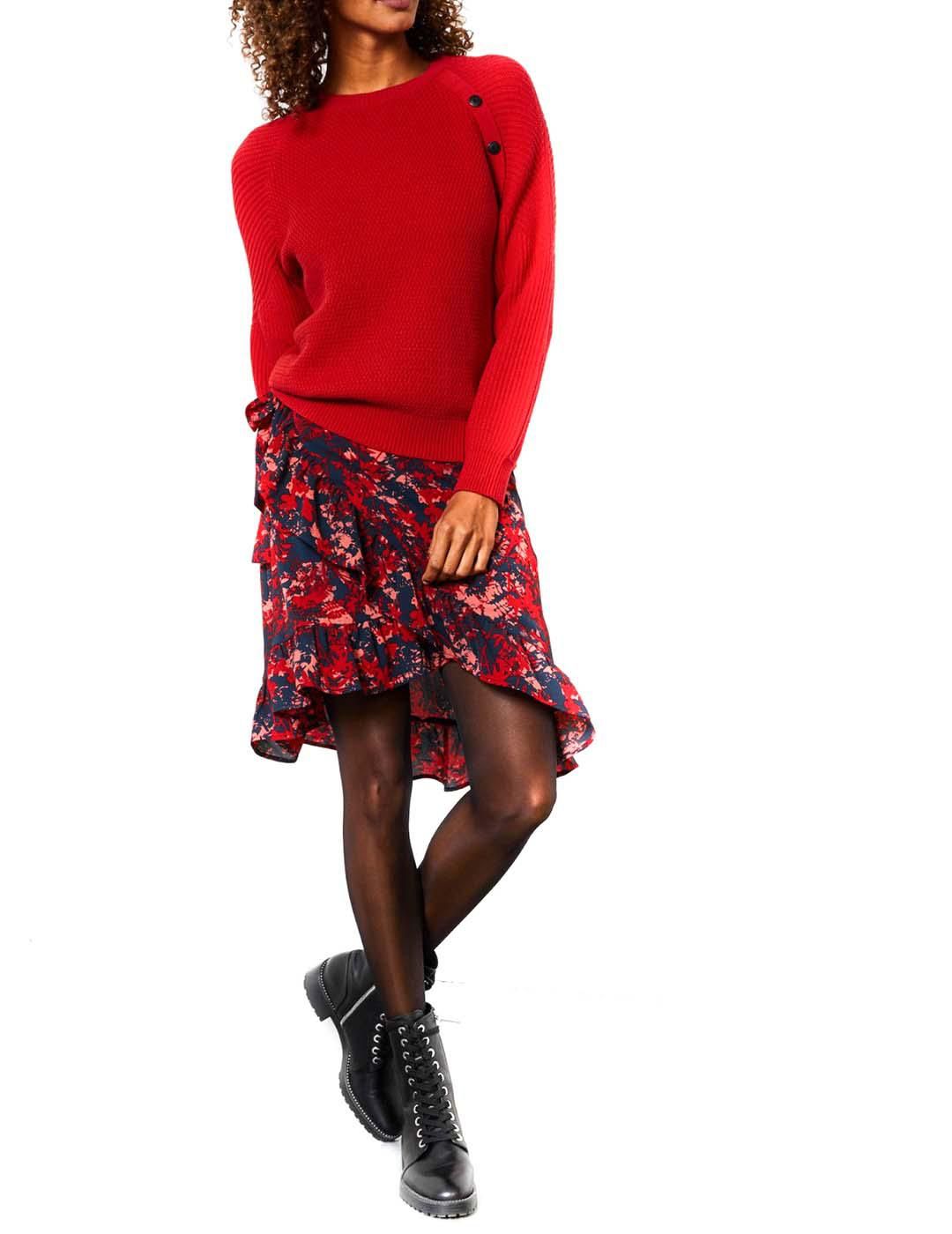 Falda PETROL Floral Patterned Roja - Bicos de Fío