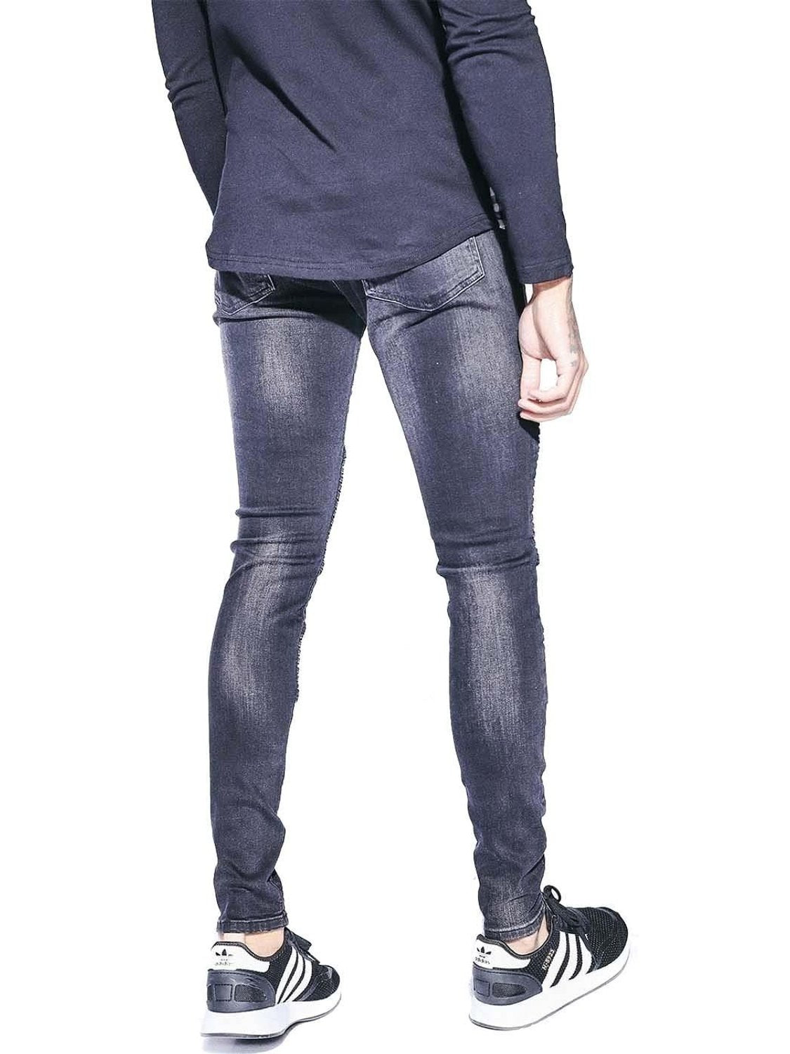 Jeans biker 11 Degrees Skinny Washed Black - Bicos de Fío