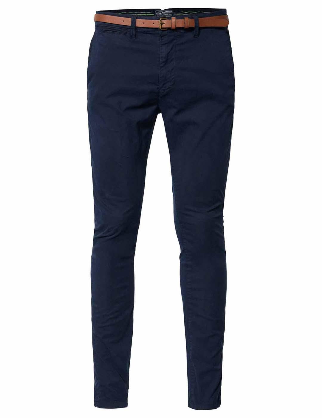 Pantalón Chino PETROL Deep Navy Cinturón Marino - Bicos de Fío