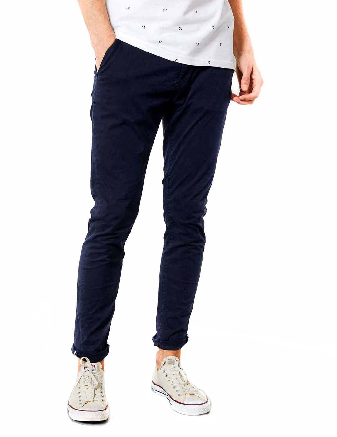 Pantalón Chino PETROL Deep Navy Cinturón Marino - Bicos de Fío