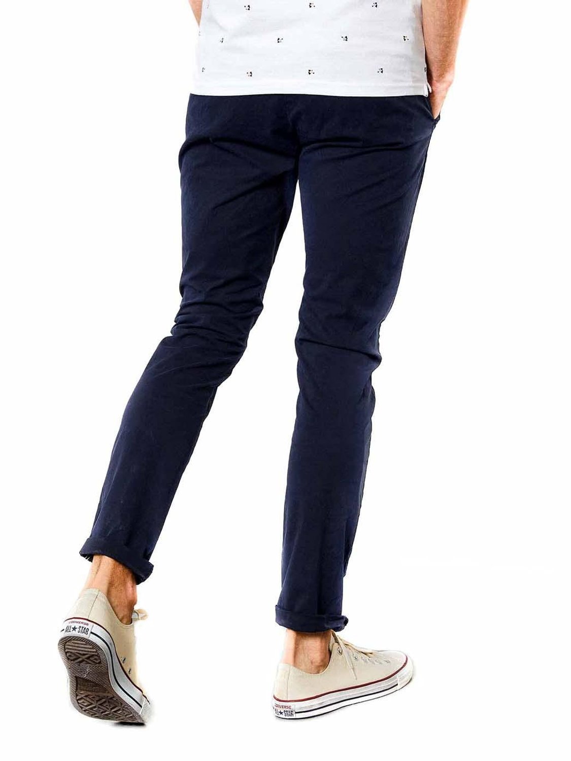 Pantalón Chino PETROL Deep Navy Cinturón Marino - Bicos de Fío