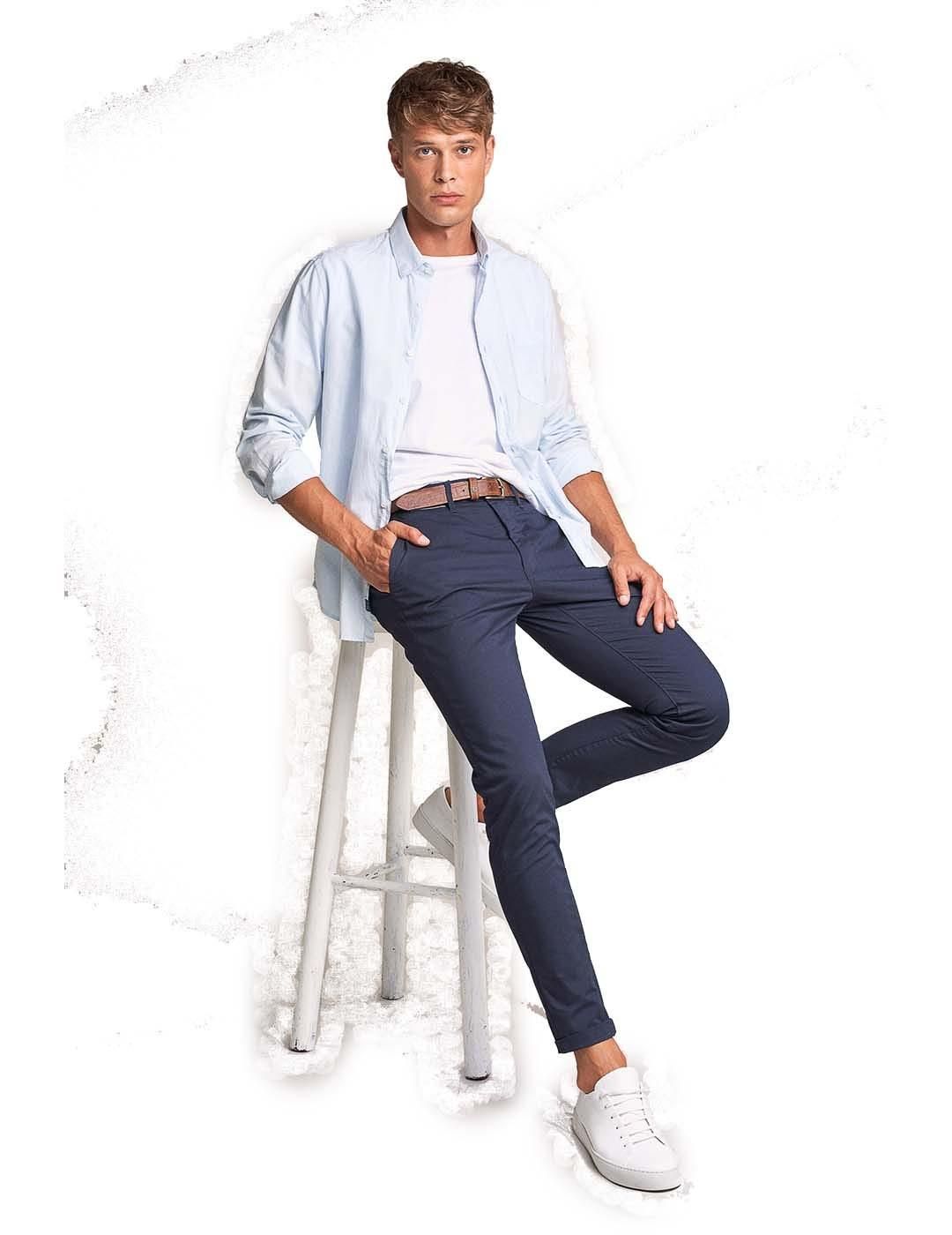 Pantalón chino Salsa Jeans Andy Slim Azul - Bicos de Fío