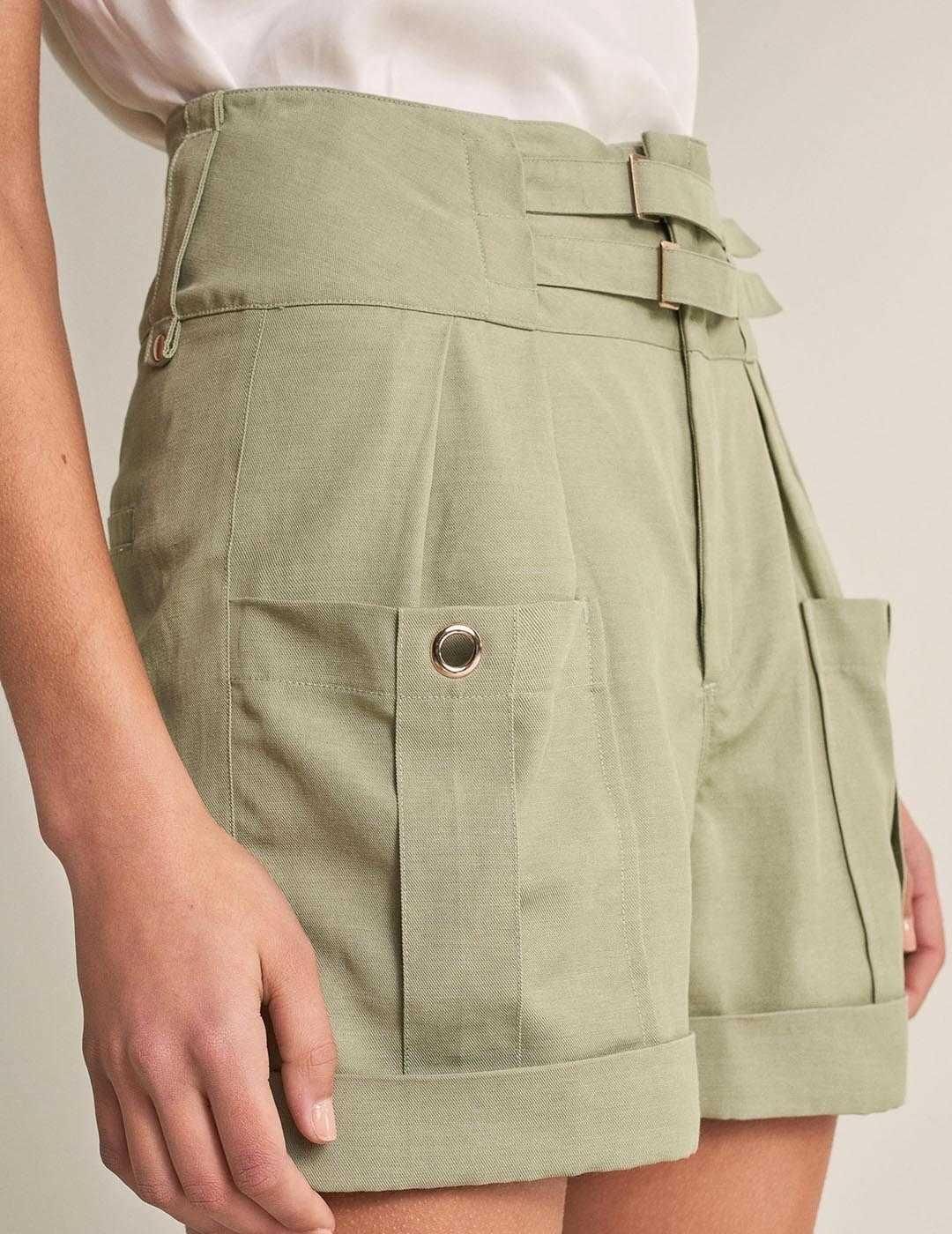 Pantalón corto con bolsillos Salsa Jeans Verde - Bicos de Fío