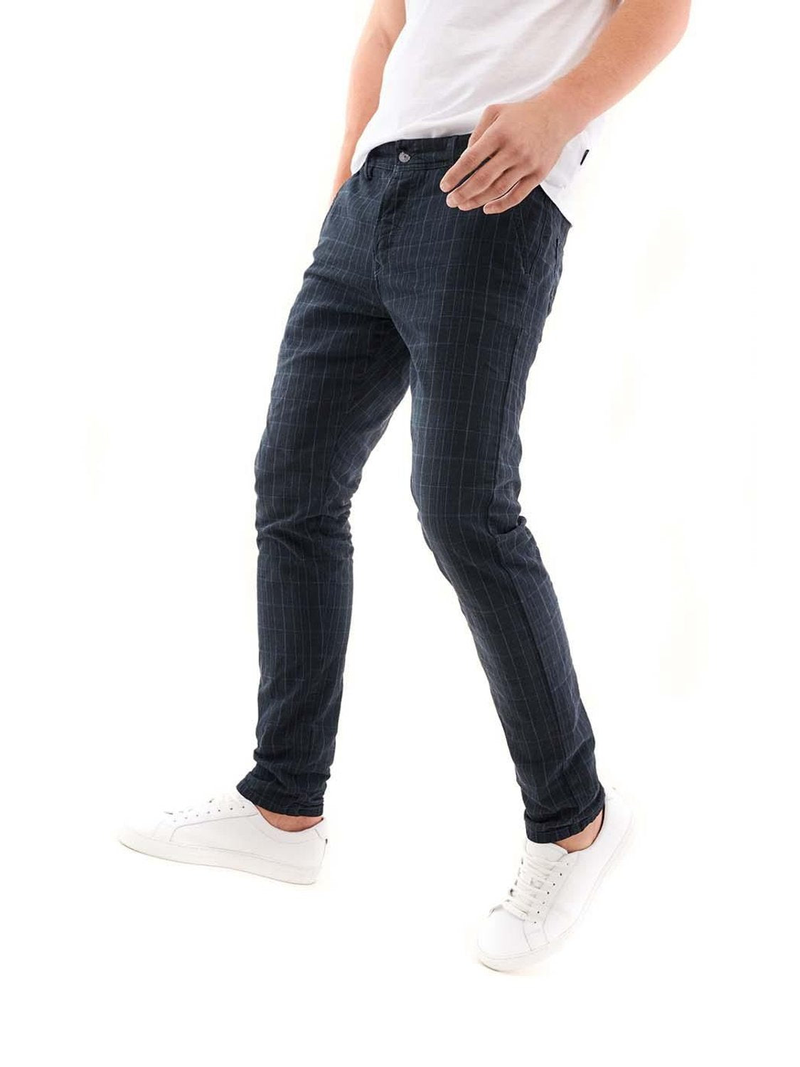 Pantalón SALSA Slender Slim Carrot con estampado de cuadros - Bicos de Fío