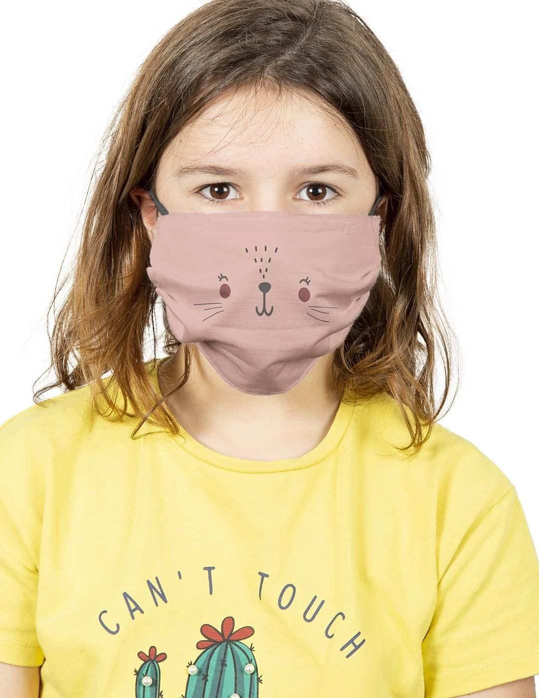 Set 2 Mascarillas Niño Caritas Rosa - Bicos de Fío