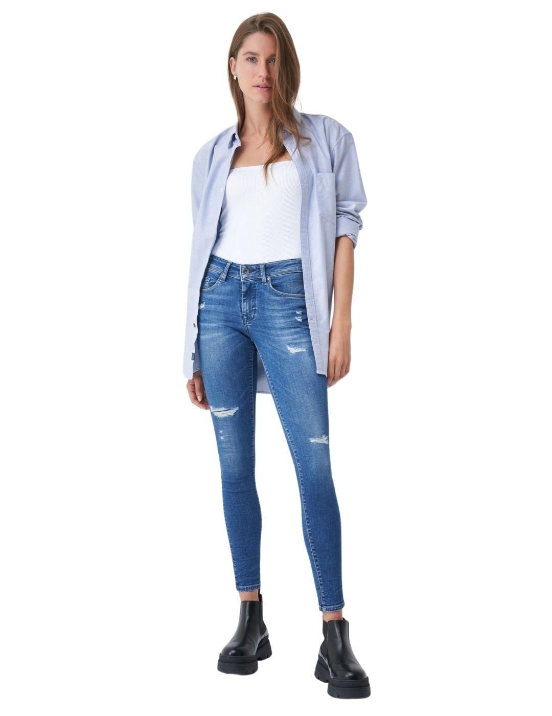 Vaqueros con rotos Salsa Jeans Colette Skinny Azul - Bicos de Fío