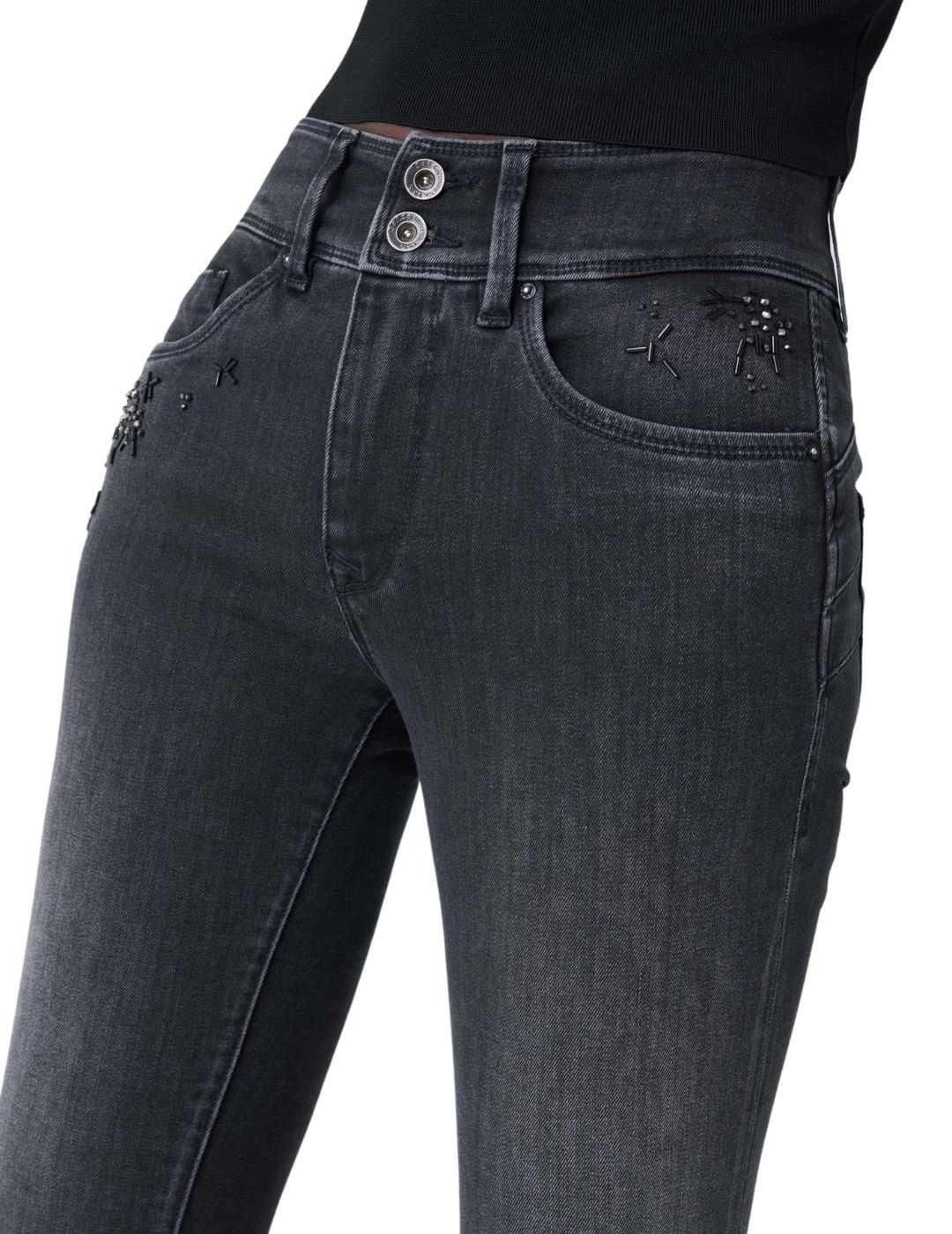 Vaqueros Salsa Jeans Push In Secret Perlas Negro - Bicos de Fío