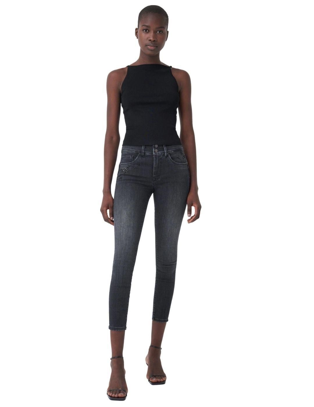 Vaqueros Salsa Jeans Push In Secret Perlas Negro - Bicos de Fío