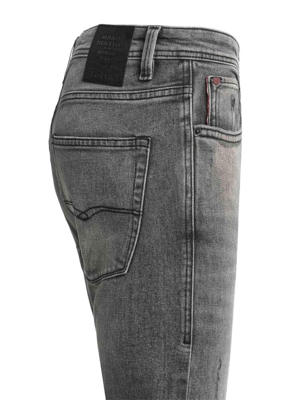 Vaqueros Skinny con rotos Salsa Jeans Gris - Bicos de Fío