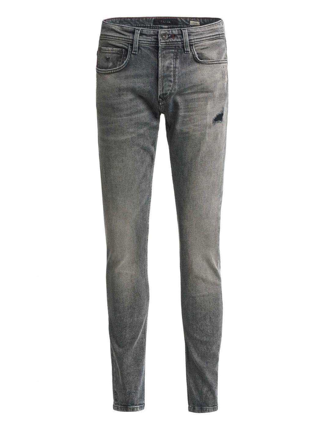 Vaqueros Skinny con rotos Salsa Jeans Gris - Bicos de Fío