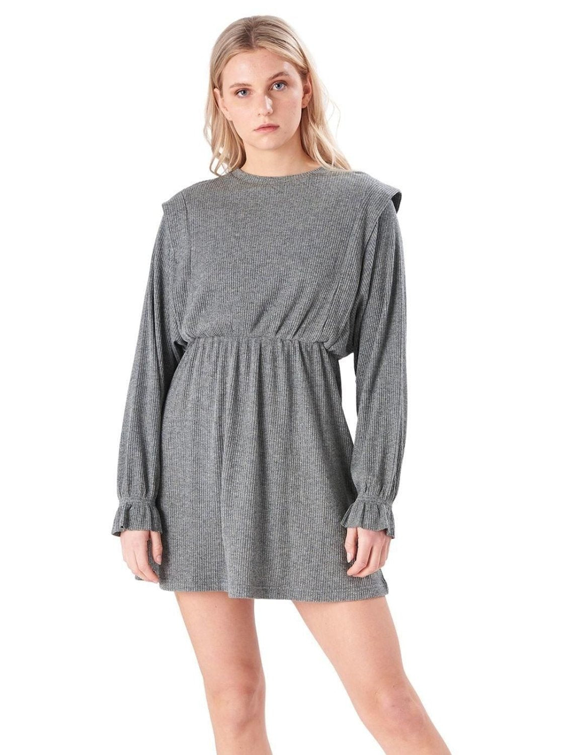 Vestido corto de punto 24 Colours Gris - Bicos de Fío