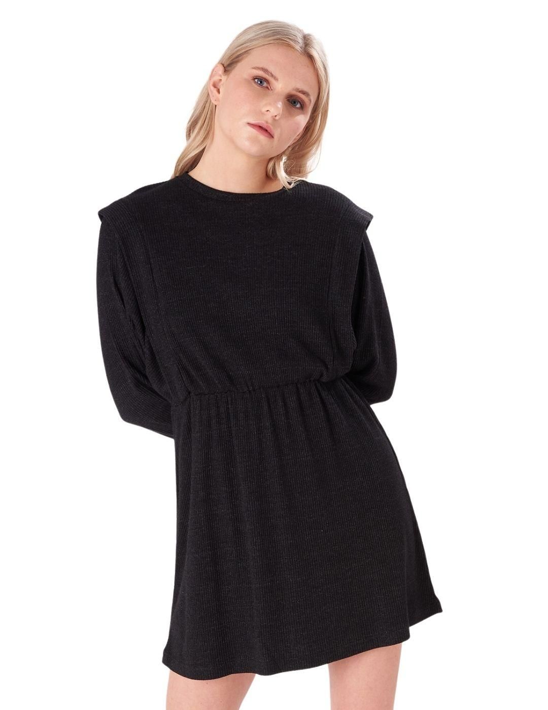 Vestido corto de punto 24 Colours Negro - Bicos de Fío