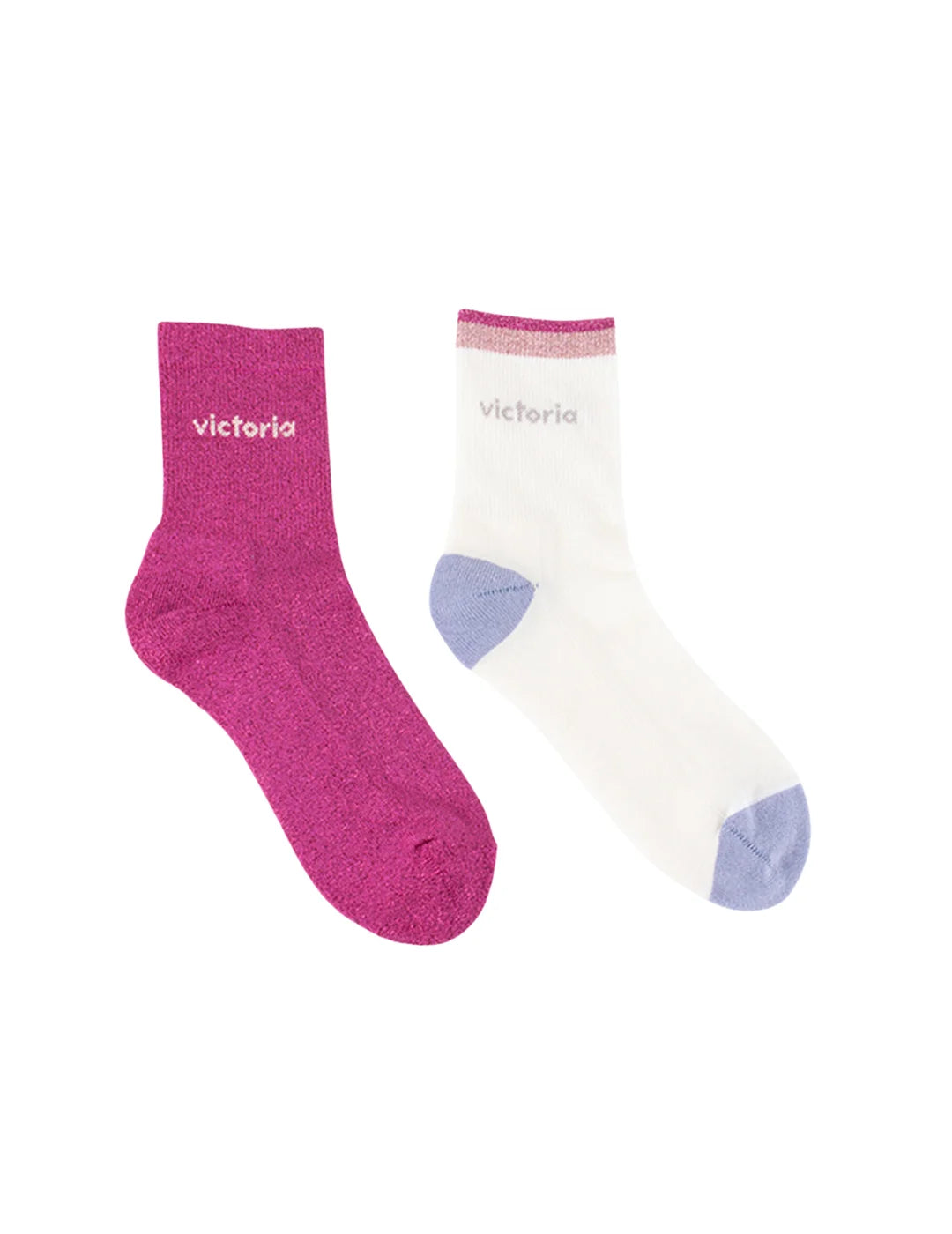 Calcetines Mujer Victoria Lurex Fucsia-Blanco | Bicos de Fío