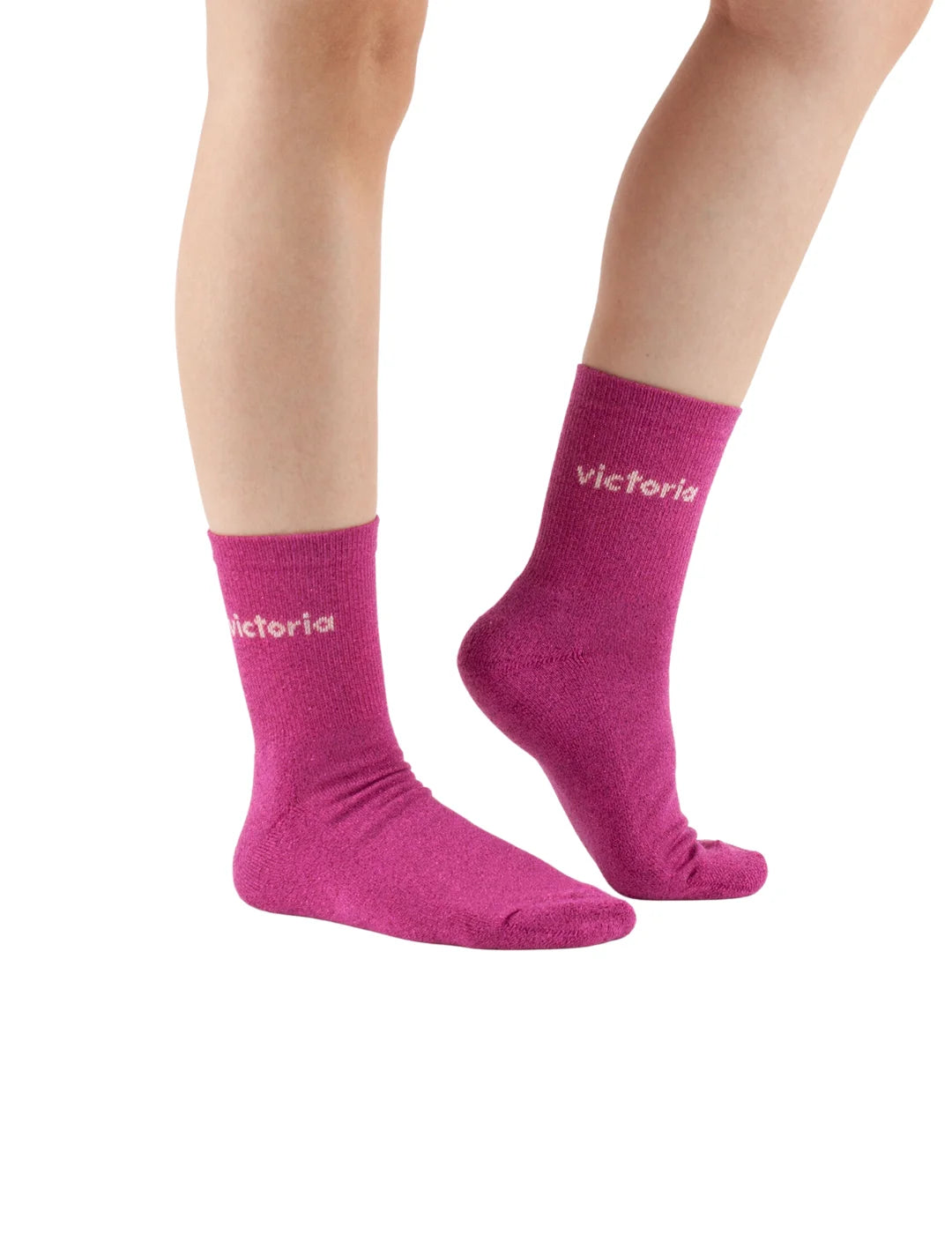 Calcetines Mujer Victoria Lurex Fucsia-Blanco | Bicos de Fío