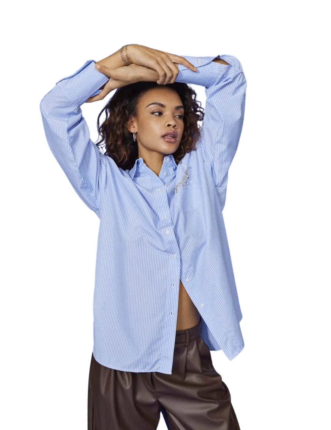 Camisa De Rayas Only Onlivy Azul | Bicos de Fío