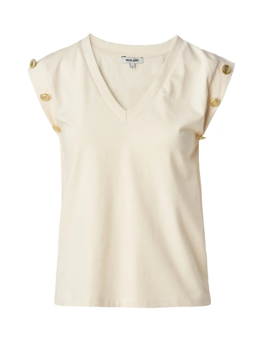 Camiseta Cuello Pico Salsa Beige | Bicos de Fío