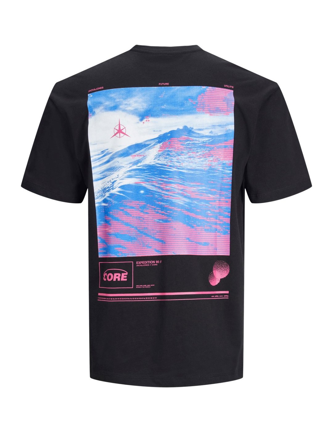 Camiseta negra estampada Jack and Jones Digitalized | Bicos de Fío