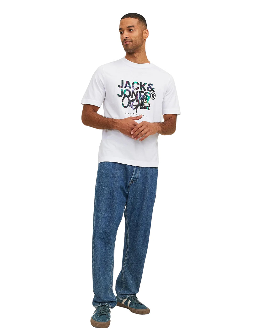Camiseta Jack and Jones Estampada Blanco | Bicos de Fío