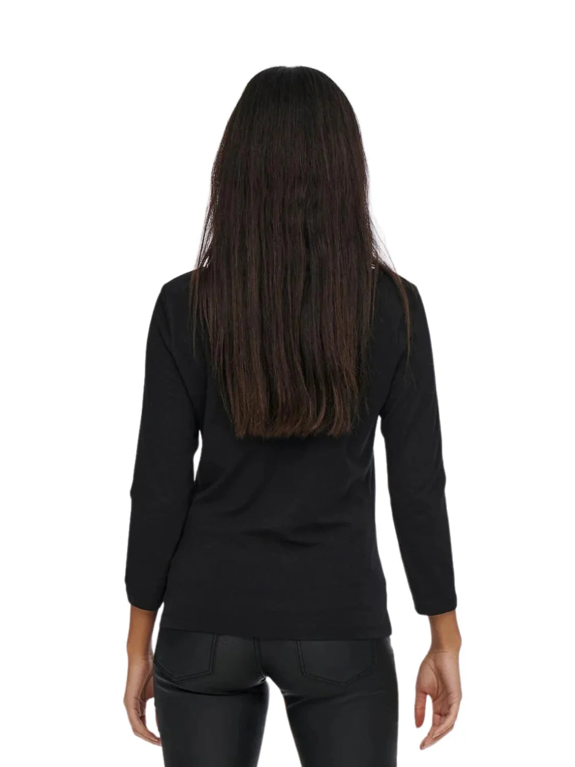 Top Cuello Barco Manga 3/4 Only Fifi Negro | Bicos de Fío