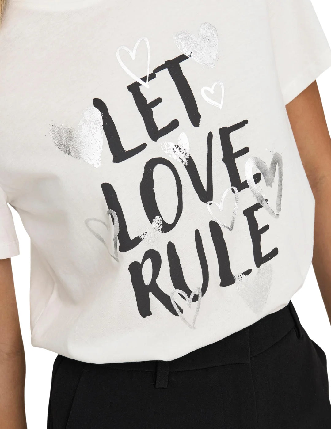 Camiseta Manga Corta Only Love Blanco | Bicos de Fío