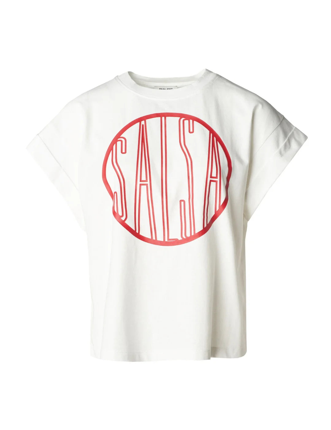 Camiseta Blanca Salsa Manga Ancha Logo | Bicos de Fío