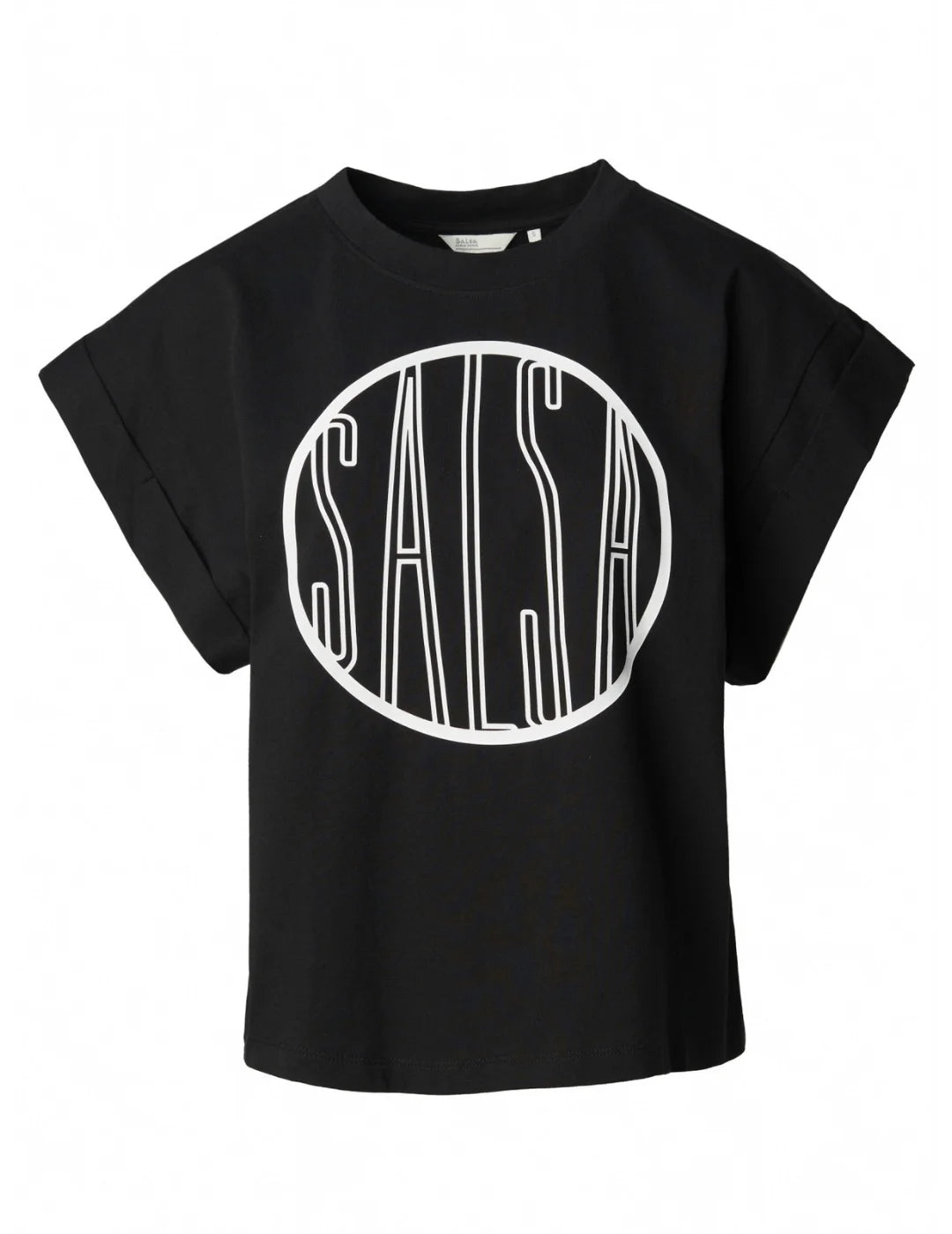 Camiseta Negra Salsa Manga Ancha Logo | Bicos de Fío