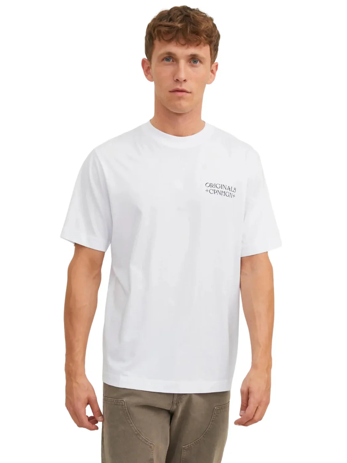 Camiseta Blanca Manga Corta Print Jack and Jones | Bicos de Fío