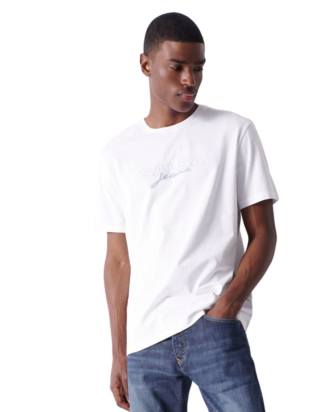 Camiseta blanca Salsa con branding | Bicos de Fío
