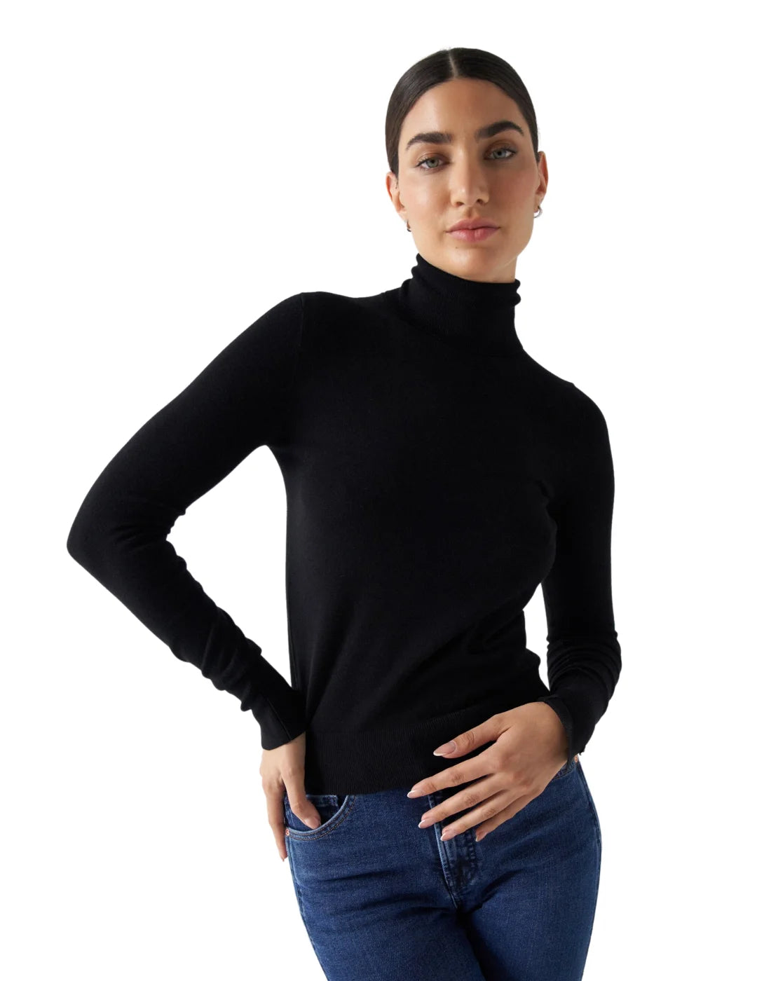 Jersey negro cuello alto hotsell