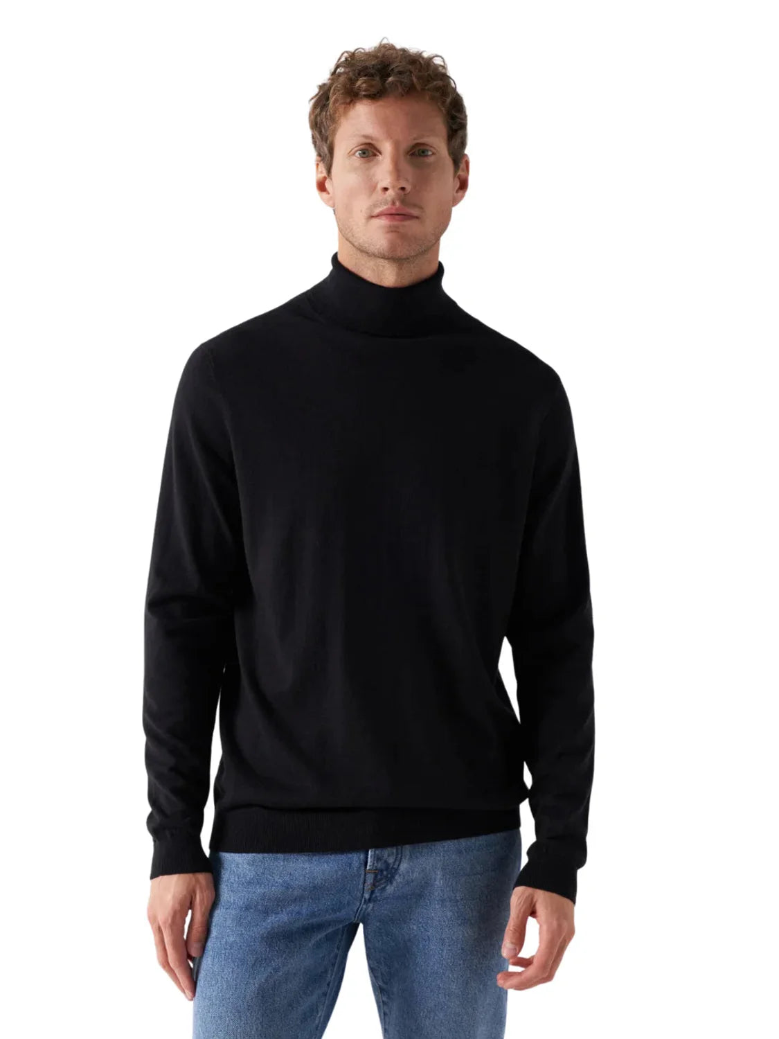 Jersey Cuello Alto Punto Fino Salsa Negro | Bicos de Fío