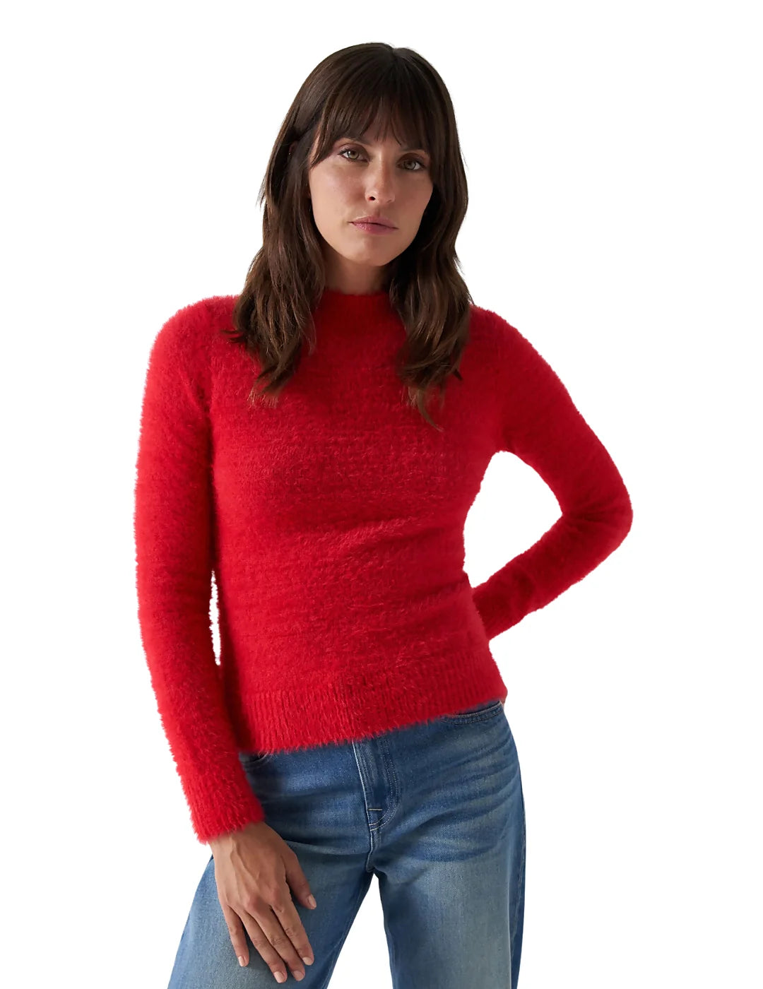 Jersey De Punto Efecto Pelo Salsa Rojo | Bicos de Fío