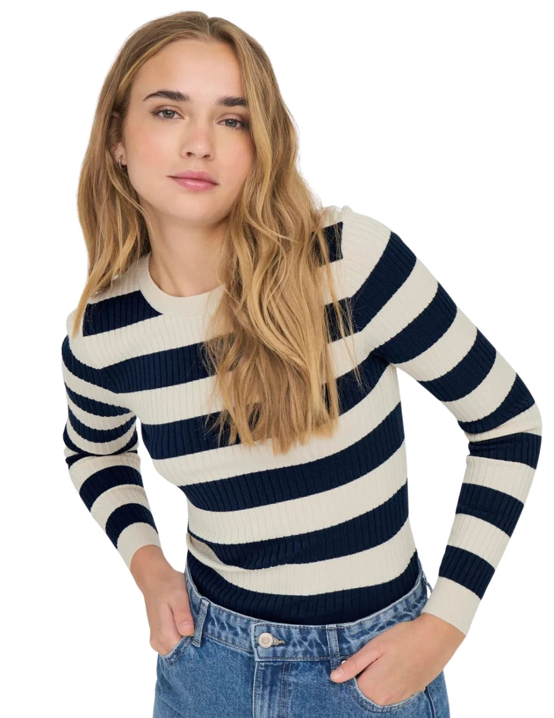 Top De Rayas Manga Larga Only Onkarol Birch | Bicos de Fío