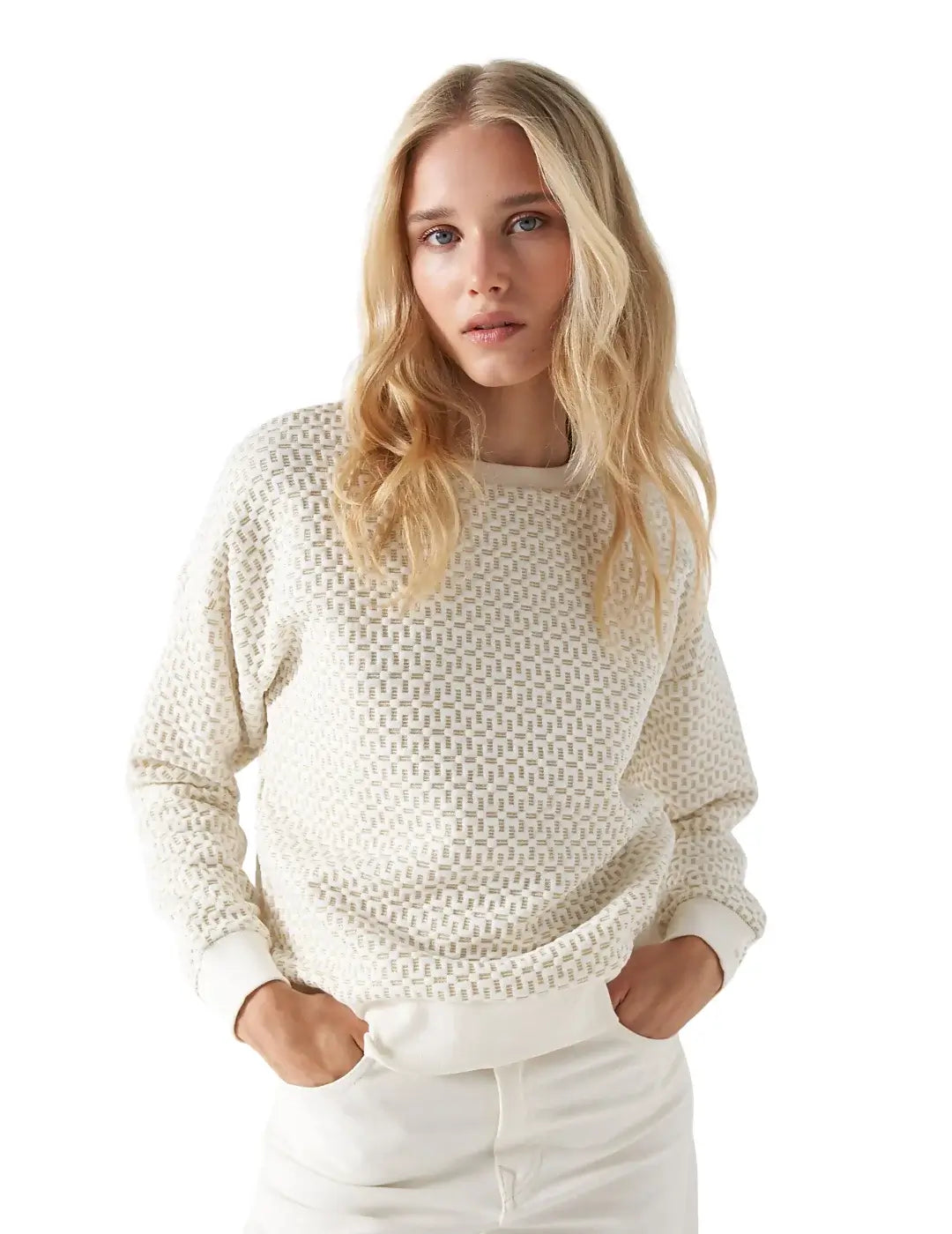 Jersey De Punto Textura Salsa Beige | Bicos de Fío