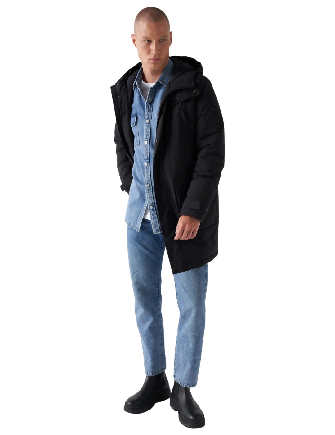 Parka Larga Acolchada Salsa Negro | Bicos de Fío